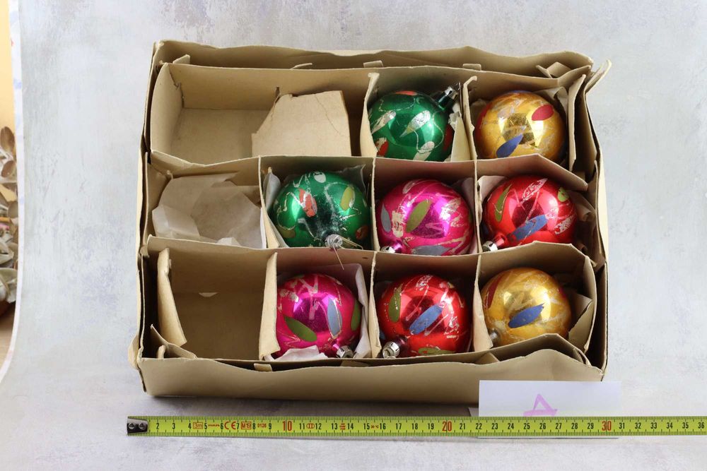 Zestaw kolorowych bombek prl vintage retro bombki ozdoby świąteczne