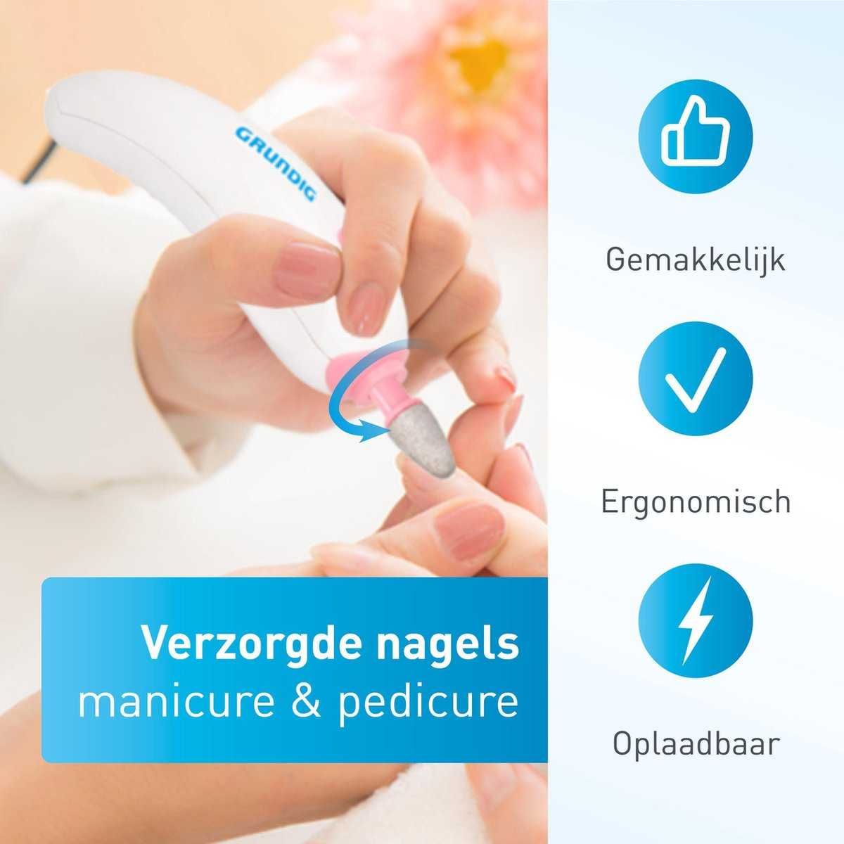 GRUNDIG Zestaw do manicure i pedicure Bezprzewodowy LED 10x końcówek