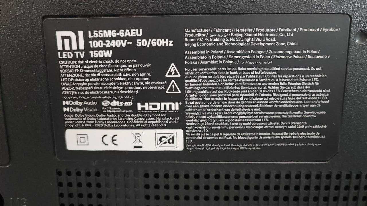 Telewizor Xiaomi Mi LED P1 55" (L55M6-6AEU)