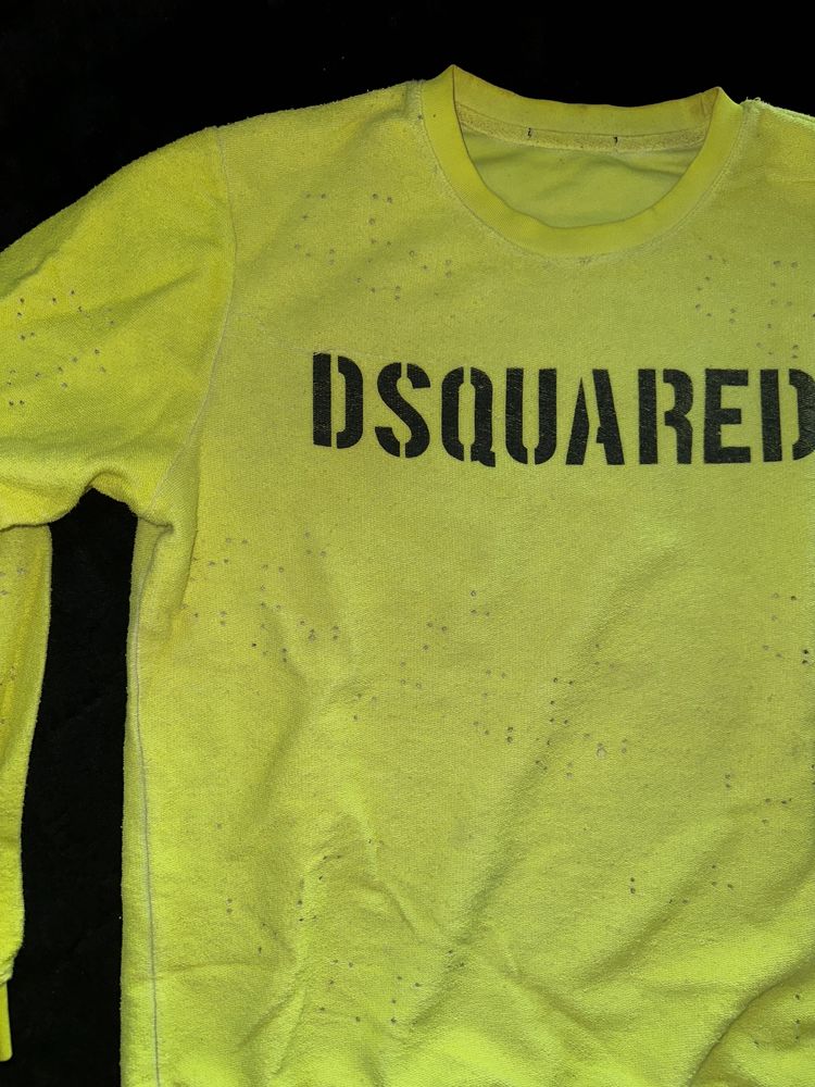 Bluza Dsquared neon żółta neonowa napis logo bawełna