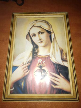 Obraz Matki Boskiej z ramką.