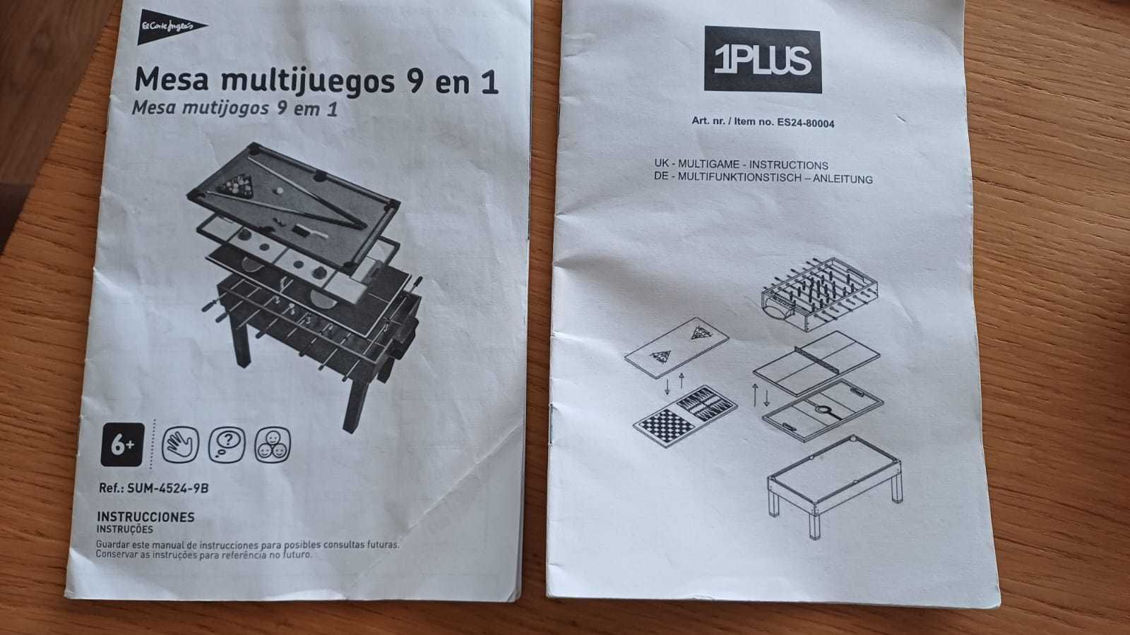 Mesa multijogos 9 em 1 (matraquilhos, snooker, ping-pong e outros)