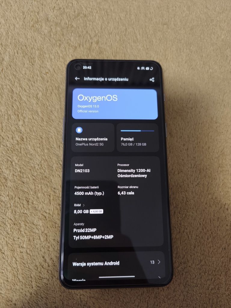 Telefon OnePlus Nord 2 5G 8/128 bardzo dobry