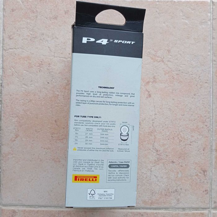 Pneu Pirelli P4 Sport 28 - 622 Tube Estrada Dobrável