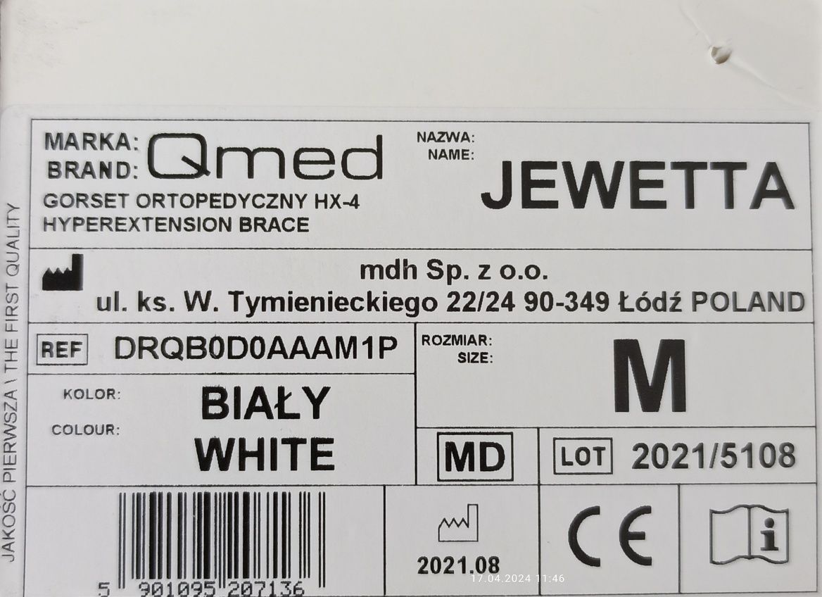 QMED HX-3 Gorset ortopedyczny typu Jewetta rozmiar M
