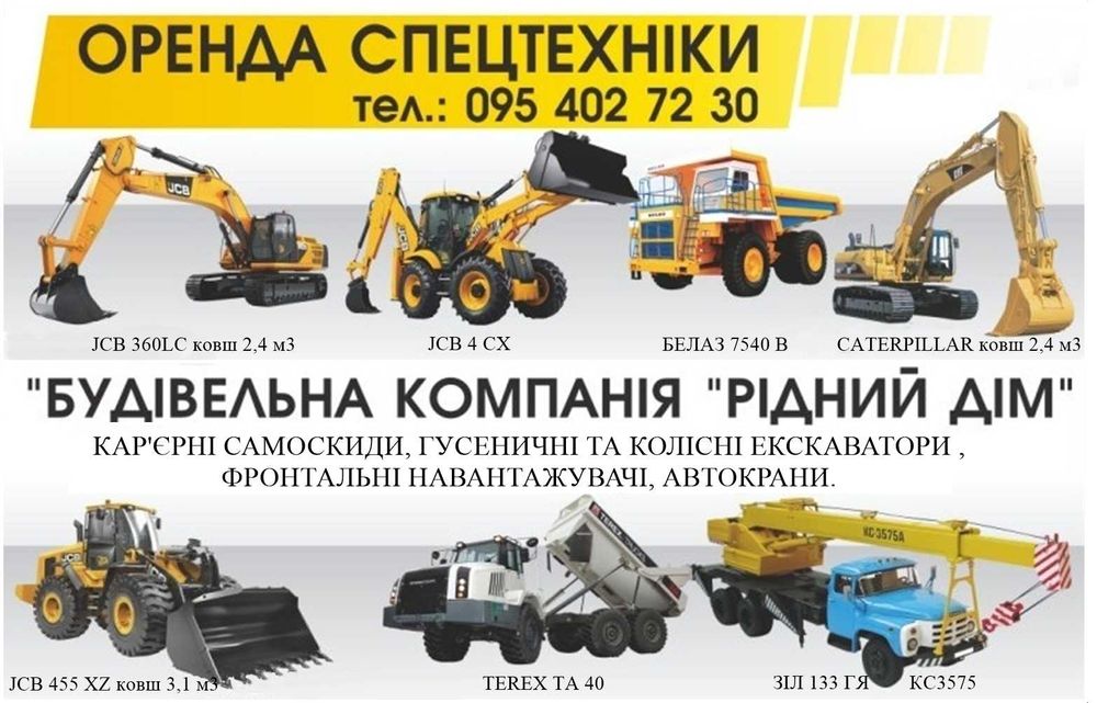 Оренда екскаватора послуги навантажувача колісного JCB 3cx JCB 4cx