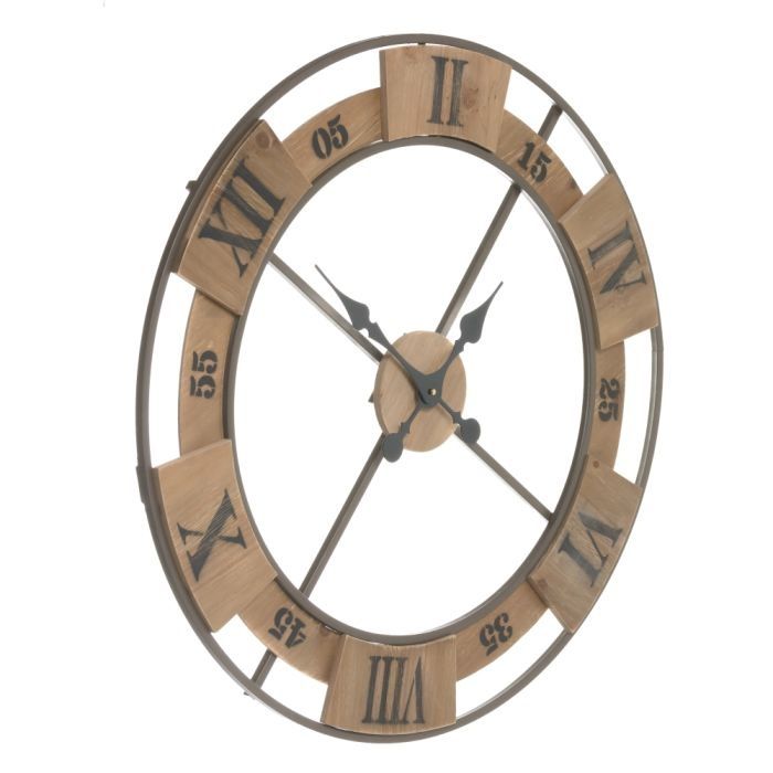 Relógio Redondo VINTAGE Ferro e Madeira Wall Clock -by OVO Home Design