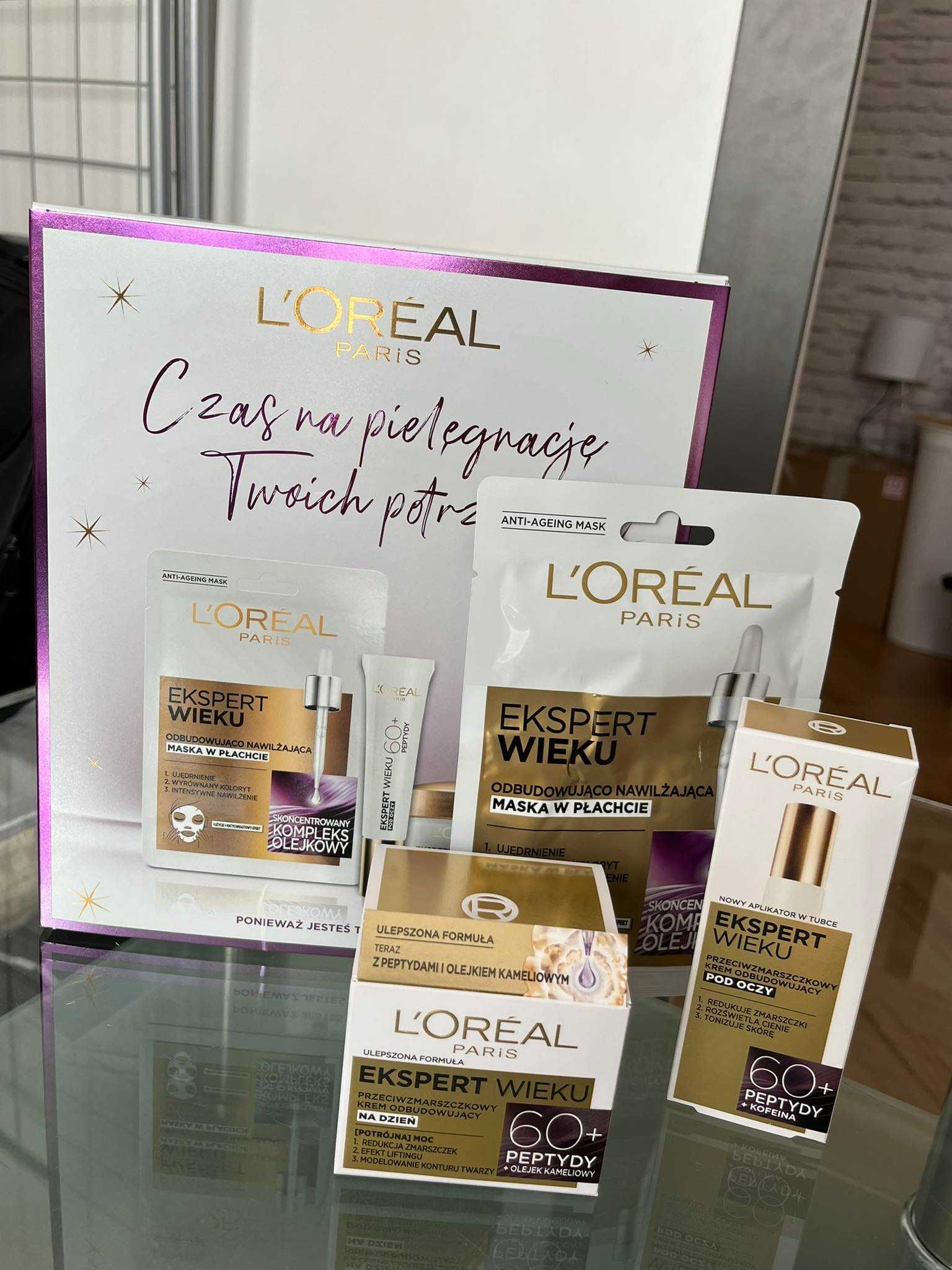 Loreal Paris Ekspert zestaw krem krem pod oczy maska w płachcie 60+