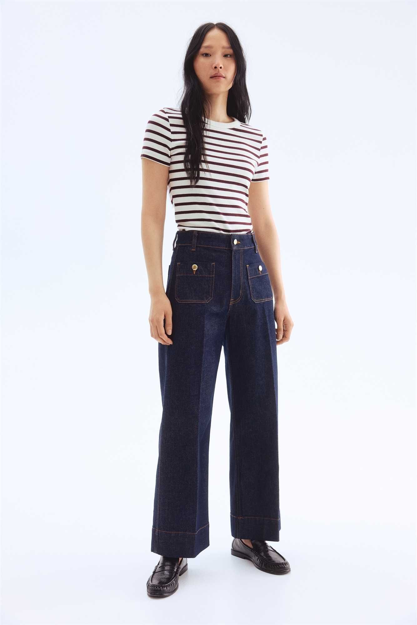Spodnie dżinsowe 38 nowa kol Wide High Ankle Jeans niebieskie PROMOCJA