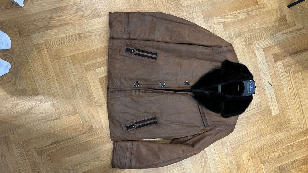 Дубленка мужская натуральная с норковым воротником