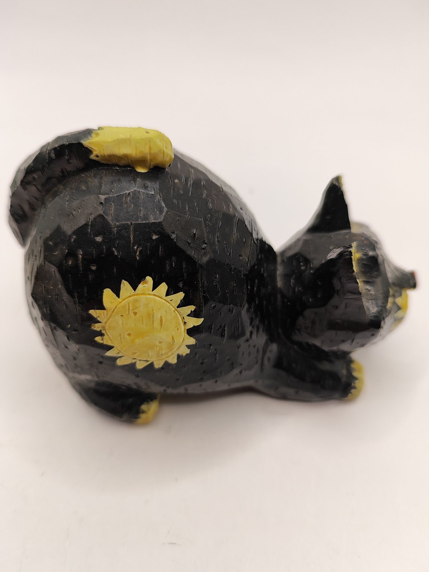 Figurka czarny kot złoty kotek dekoracja prezent