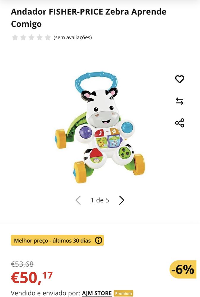 Andador bebe FISHER-PRICE Zebra Aprende Comigo