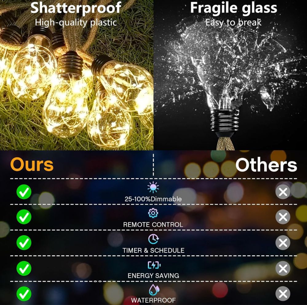 AGOTD Girlanda świetlna LED, 6 m, 20 zarówek