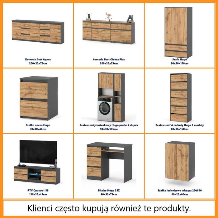 Komoda Modułowa Do Salonu Best Oleksa 200cm Szeroka Szafka 5 Szuflad