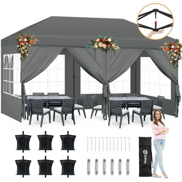 Namiot Pawilon handlowy na ogród giełdę szary  300 X 600 NOWY GZ37 pow