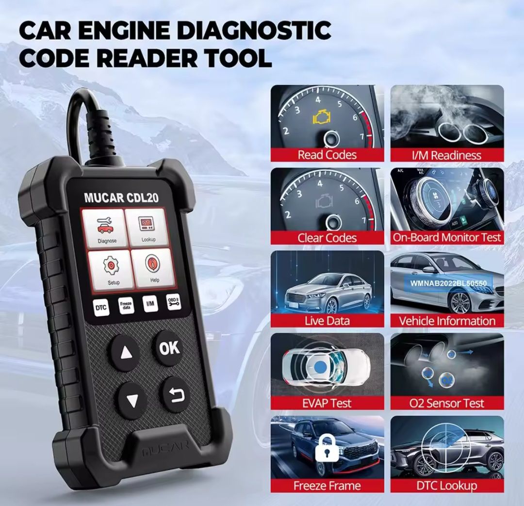 Scanner Automotivo OBD2 Mucar CDL20 Leitura e correção de erros NOVO