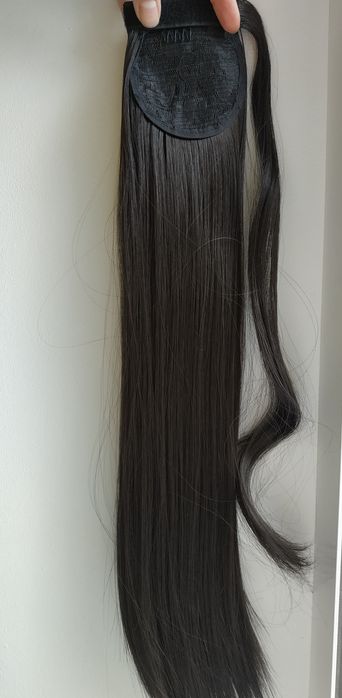 Хвіст темний коричневий Dark brown/ накладний/ шиньйон/ штучне волосся