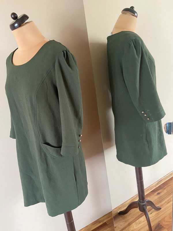 Vero moda khaki oversize sukienka wiosna modna trend xxl 44 42