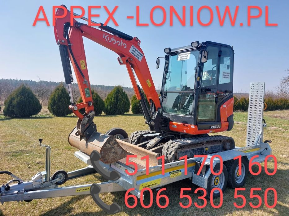 Wynajem minikoparki 3t młot wiertnica fi 30