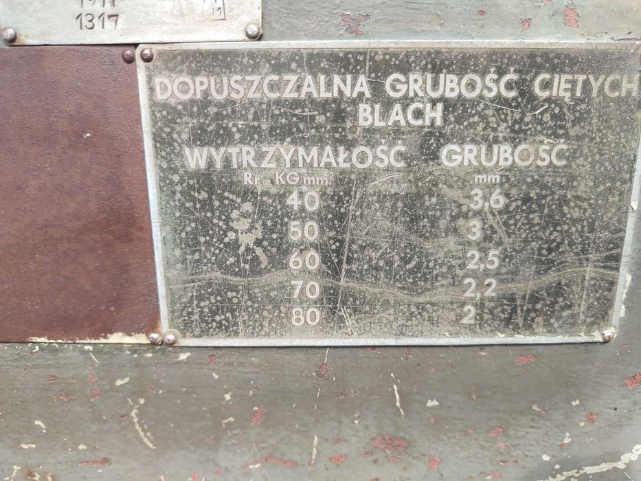 Gilotyna nożyce do blachy NG-3  do 4.6 mm i długosci 2m sprawna
