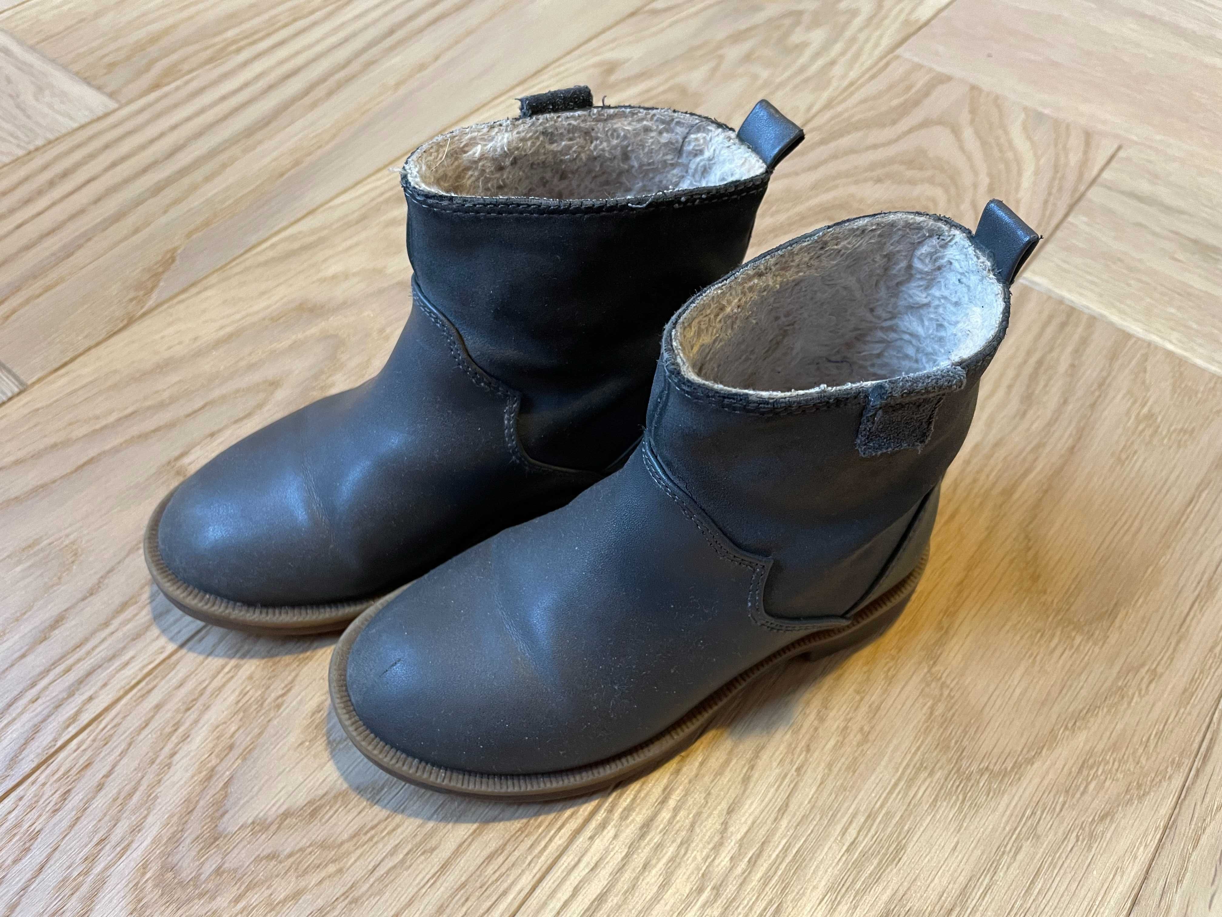 Buty dziewczęce Zara r.25, botki, szare, lekko ocieplone, butki