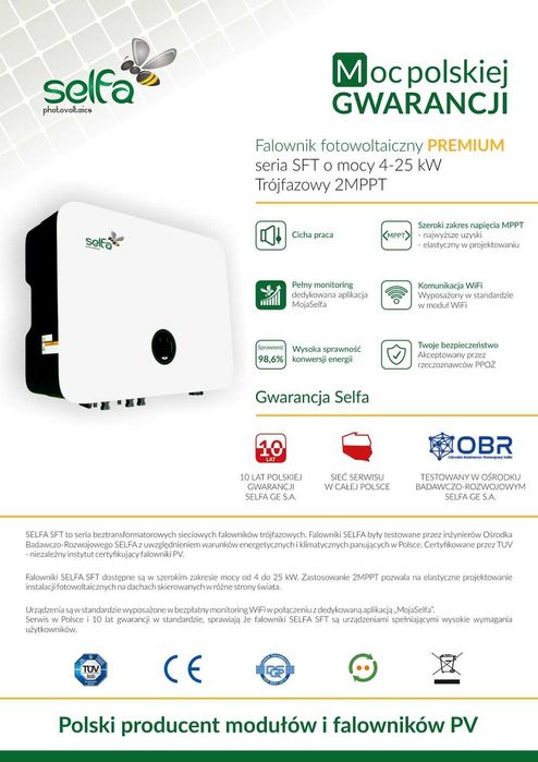 Inwerter  10 kw , falownik trójfazowy sieciowy Selfa SFT10.1  OUTLET