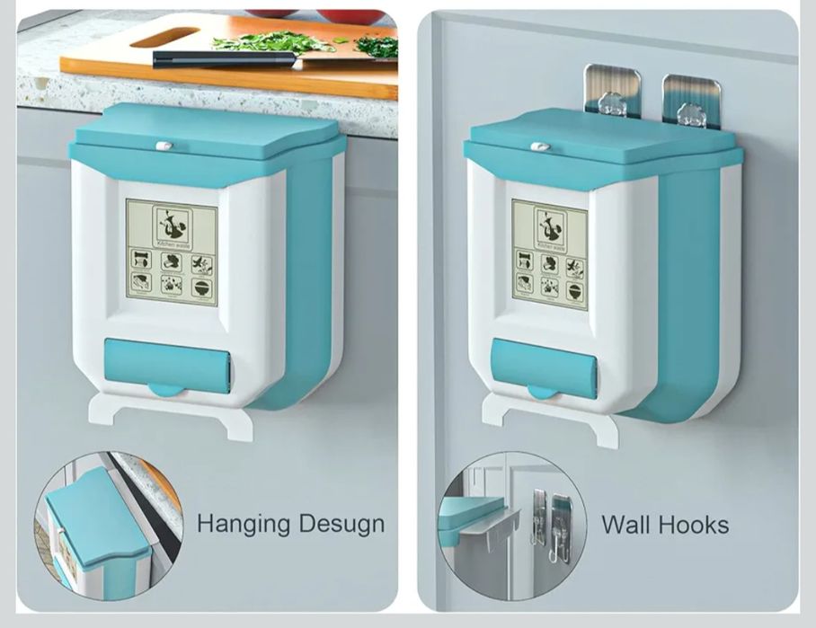 Składany kosz wewnętrzny, worek na śmieci,