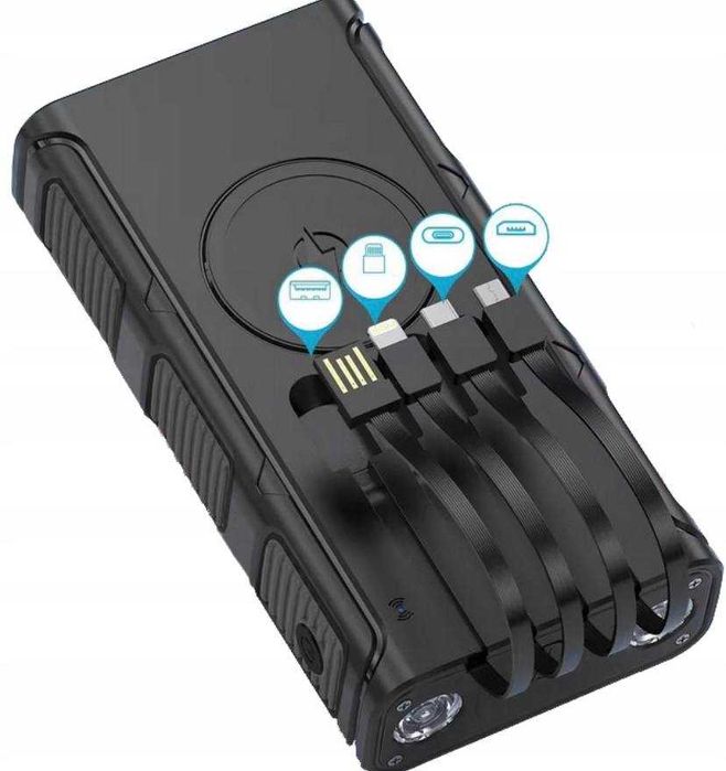Ładowarka solarna 36000 mAh powerbank indukcja 8 portów LED