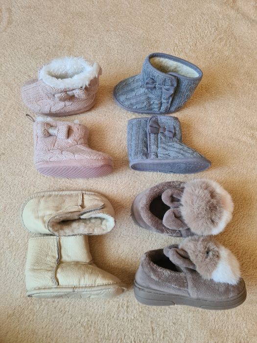 Дитячі бежеві кімнатні угги капці натуральної шкіри 11.5 см розмір