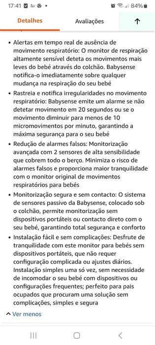 Sensor de respiração baby sense 7
