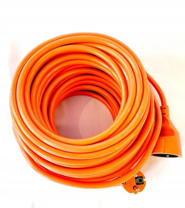 Przedłużacz budowlany ogrodowy 50 m pomarańczowy 3x2,5mm, gruby solidn