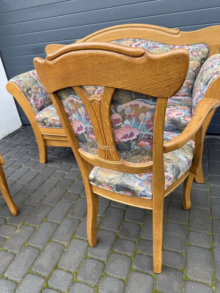 Sofa ławka + krzesla z podlokietnikami zestaw kompket