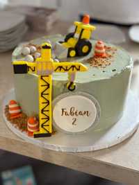 Ozdoby Figurki na tort koparka na tort dźwig Fabian 2 latka