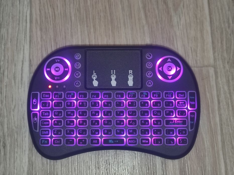 Мини-беспроводная клавиатура с тачпадом, подсветкой, русская/английска
