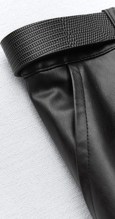 Спідниця міді Zara, штучна шкіра, екошкіра, юбка, ремінь у комплекті