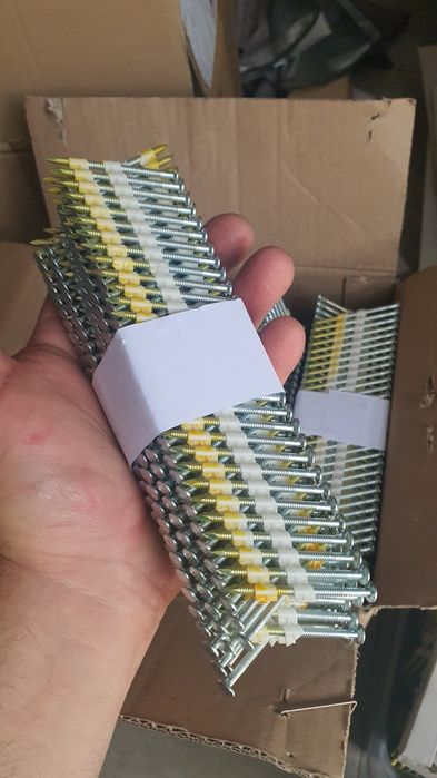 Gwoździe łączone plastikiem hikoki ocynk ring 9cm,6cm,5cm 21 stopni.