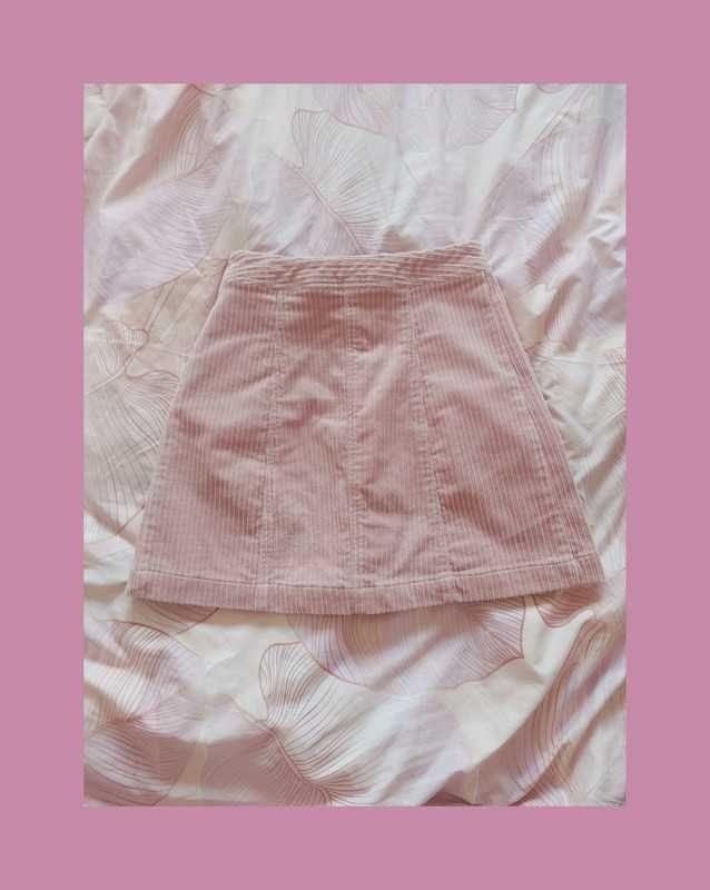 Spódniczka sztruskowa guziki mini 32 xxs xs h&m baby pink