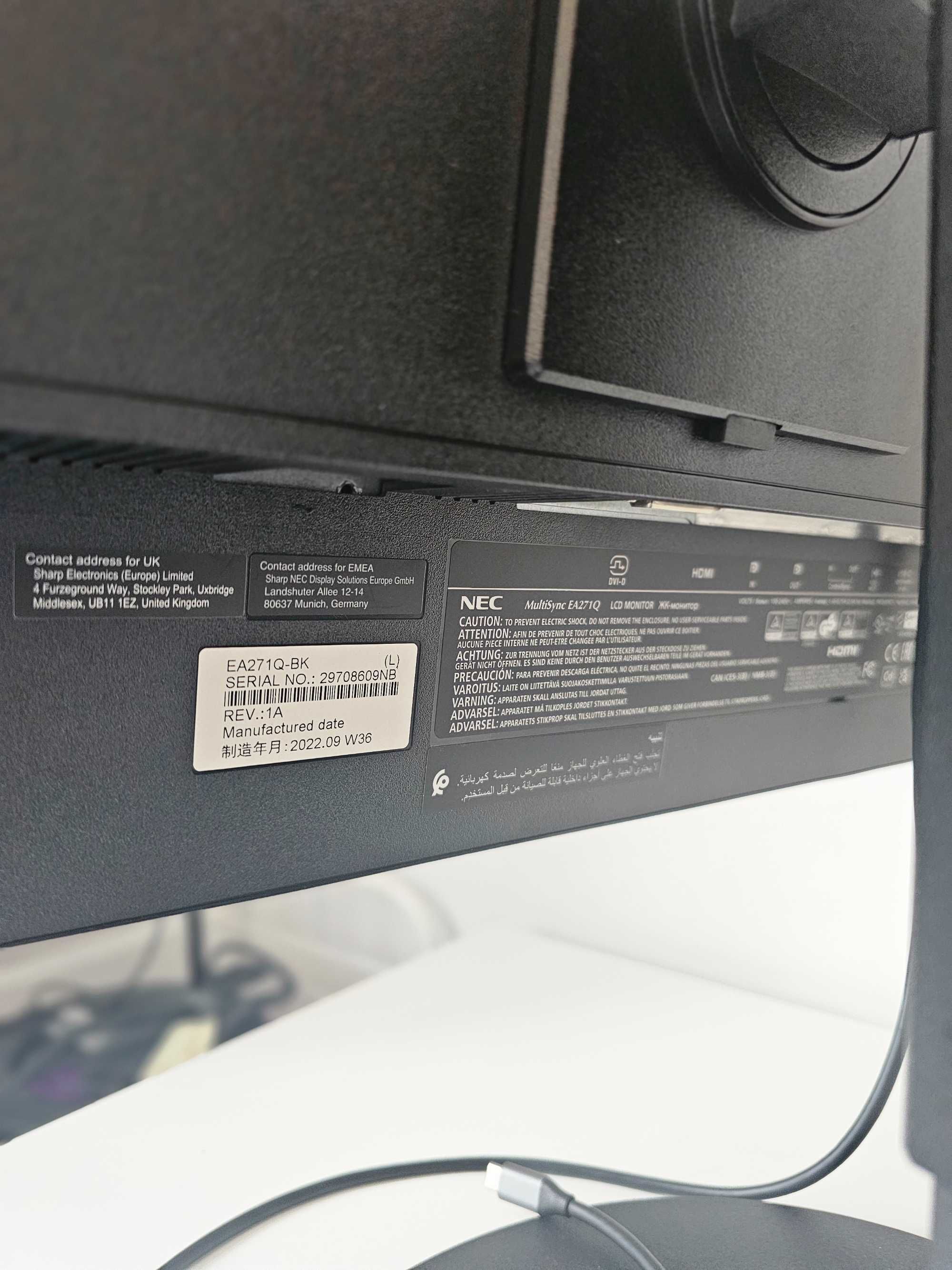Monitor NEC MultiSync EA271Q-BK – WQHD 27 - jak nowy!