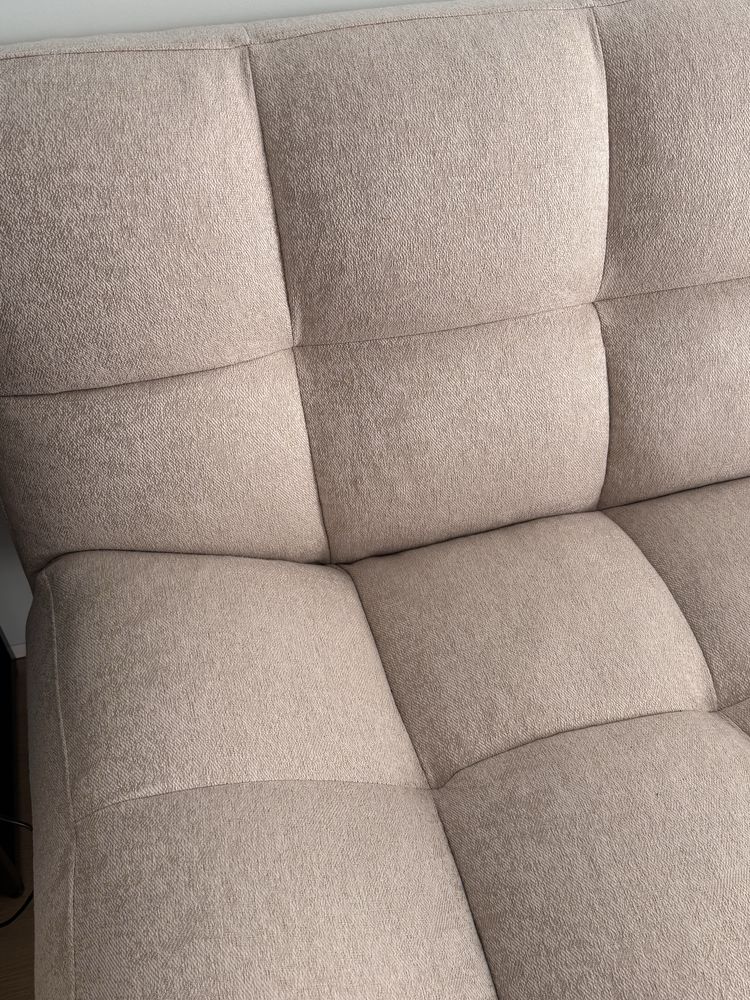 Sofá-cama 2 lugares Tecido Creme Beliani