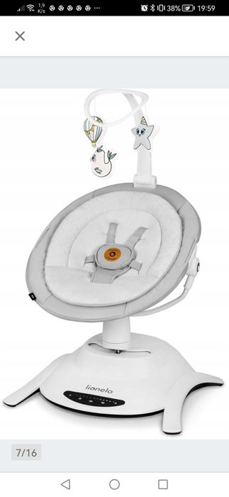 Leżaczek bujaczek elektryczny + gondola 2w1 lionelo Bella Set Grey Con