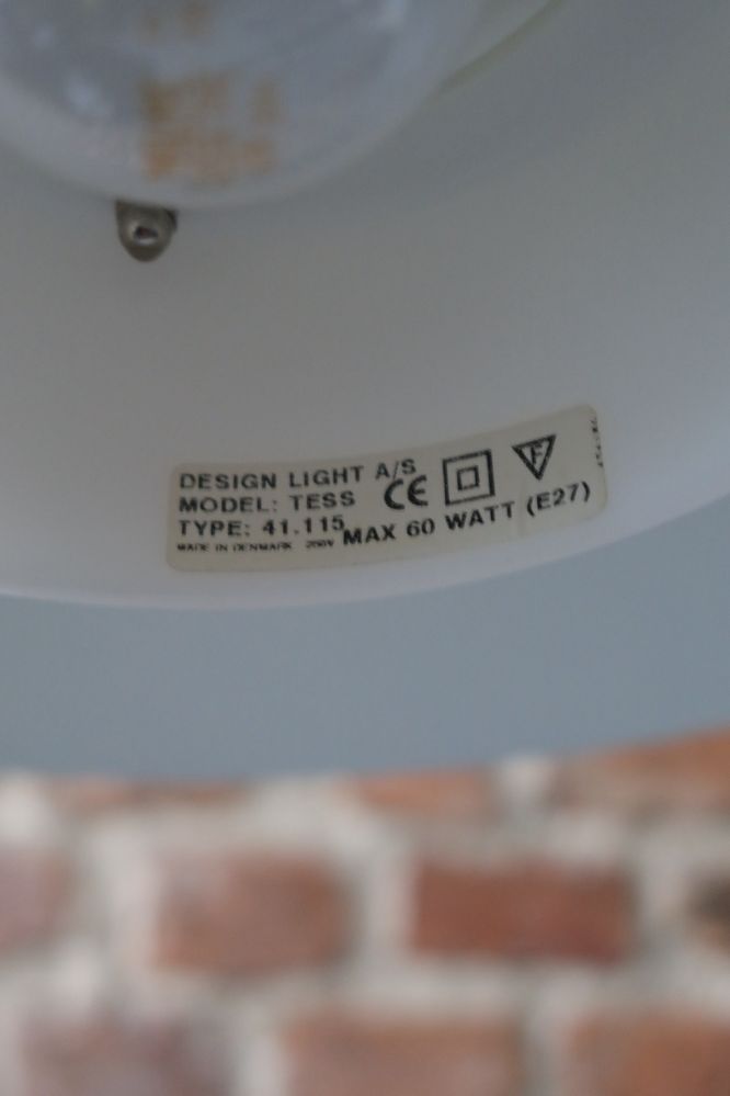 Niebieska Duńska lampa wisząca Design Light Tess space age vintage