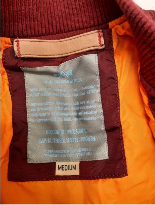 Kurtka meska bomberka Alpha industries rozmiar m s bordowa jesienna