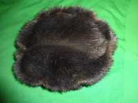 Futrzana ciemno brązowa zimowa czapka futrzany toczek sztuczne futro