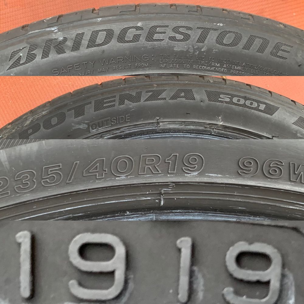 Para opon premium Bridgestone Potenza 235/40/19 6mm 19rok