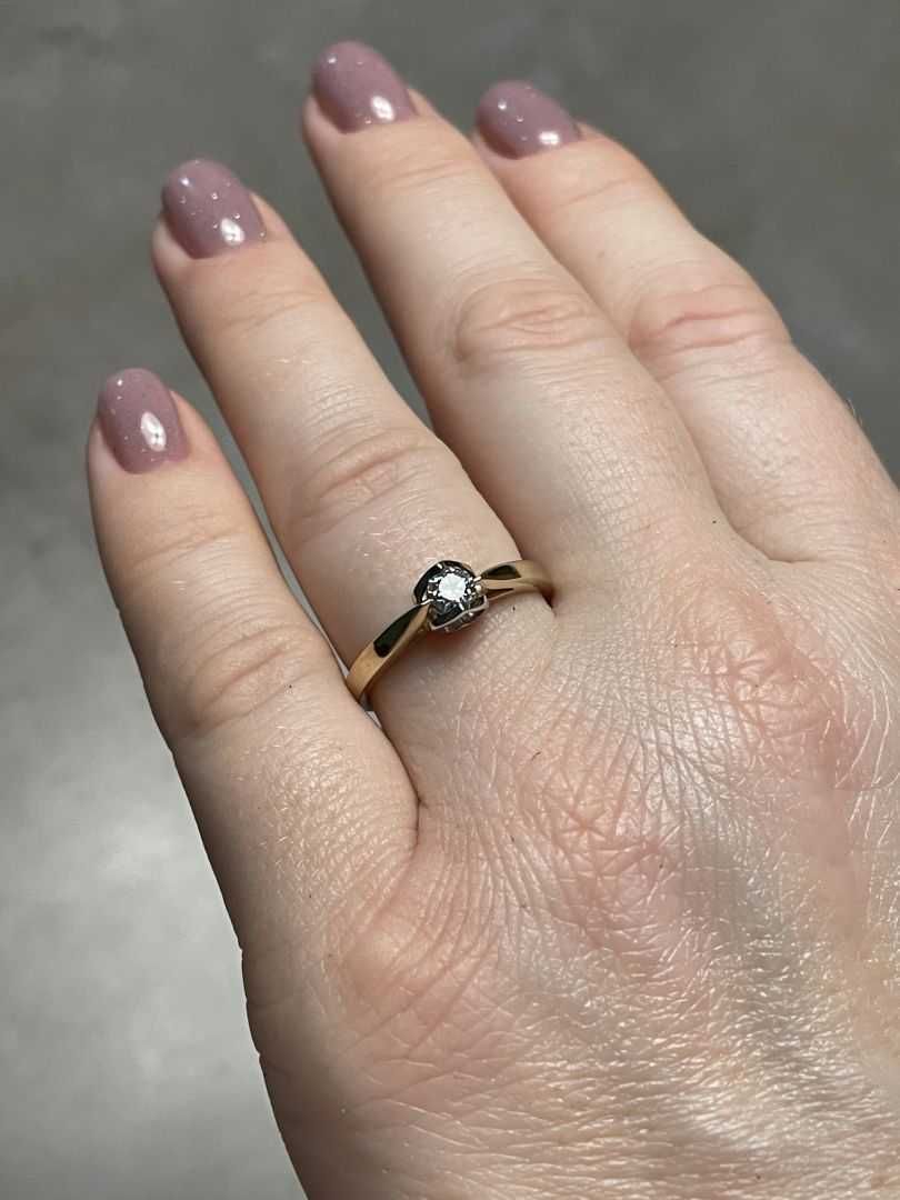 Złoty Pierścionek - DIAMENT 0,23ct - 14K - 2,67g - BRIJU - AMAZING