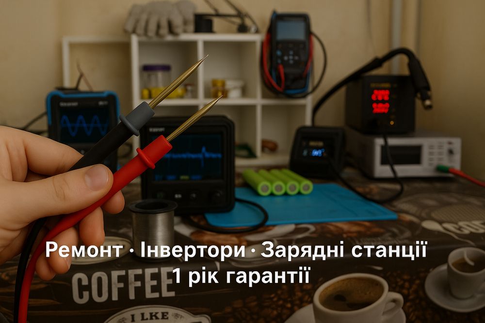 Ремонт інверторів,зарядних станцій, аккумуляторів, електроінструменту.