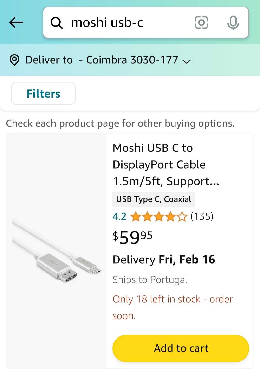 Cabo Moshi Usb-c DisplayPort