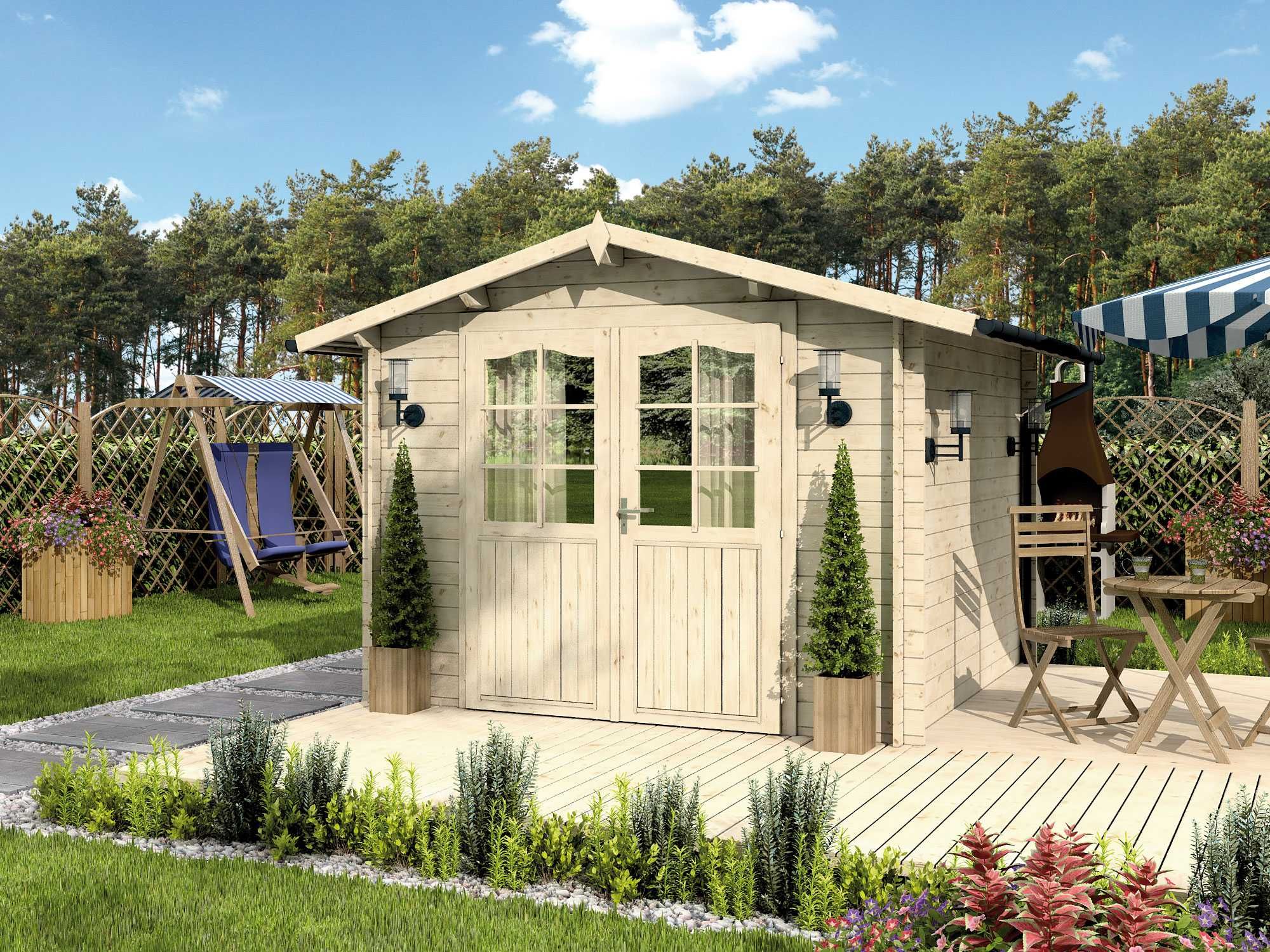 Domek drewniany narzędziowy ogrodowy szopa gospodarczy 2.96x2.96m 28mm