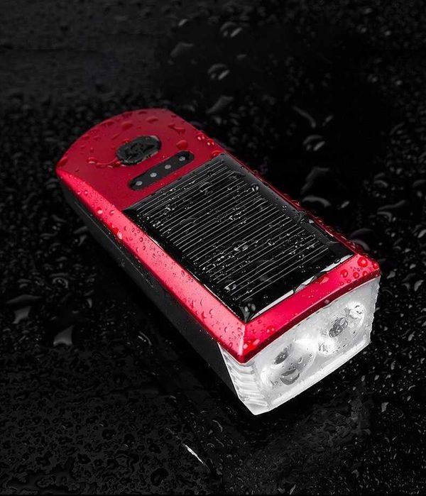 Lampka Rowerowa LED Solarna Powerbank USB Klaksin