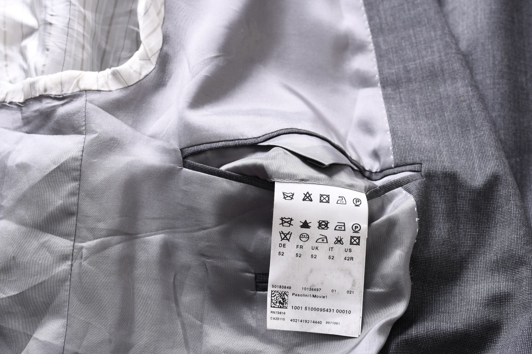 HUGO BOSS elegancka szara marynarka męska w melanżu 100% wełna r. 52